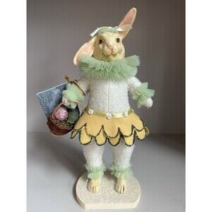 Vtg Bethany Lowe Bunny Rabbit Easter Egg Hunt Fancy Dress 10-1/2”